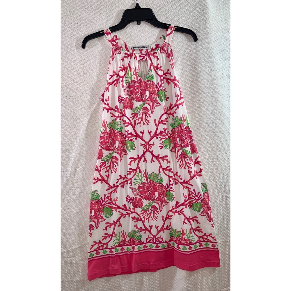 Printed High-Neck Keyhole Dress - Size Medium